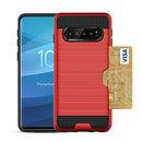 SAMSUNG GALAXY S10 Slim Armor Hybrid Case With Card Holder In Red