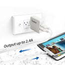 12W 2.4A Dual USB Travel Wall charger With 5FT  Micro USB Charging Cable In White