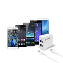 12W 2.4A Dual USB Travel Wall charger With 5FT  Micro USB Charging Cable In White
