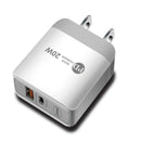 Travel Wall Charger Adapter with Dual Ports of USB and Type-C